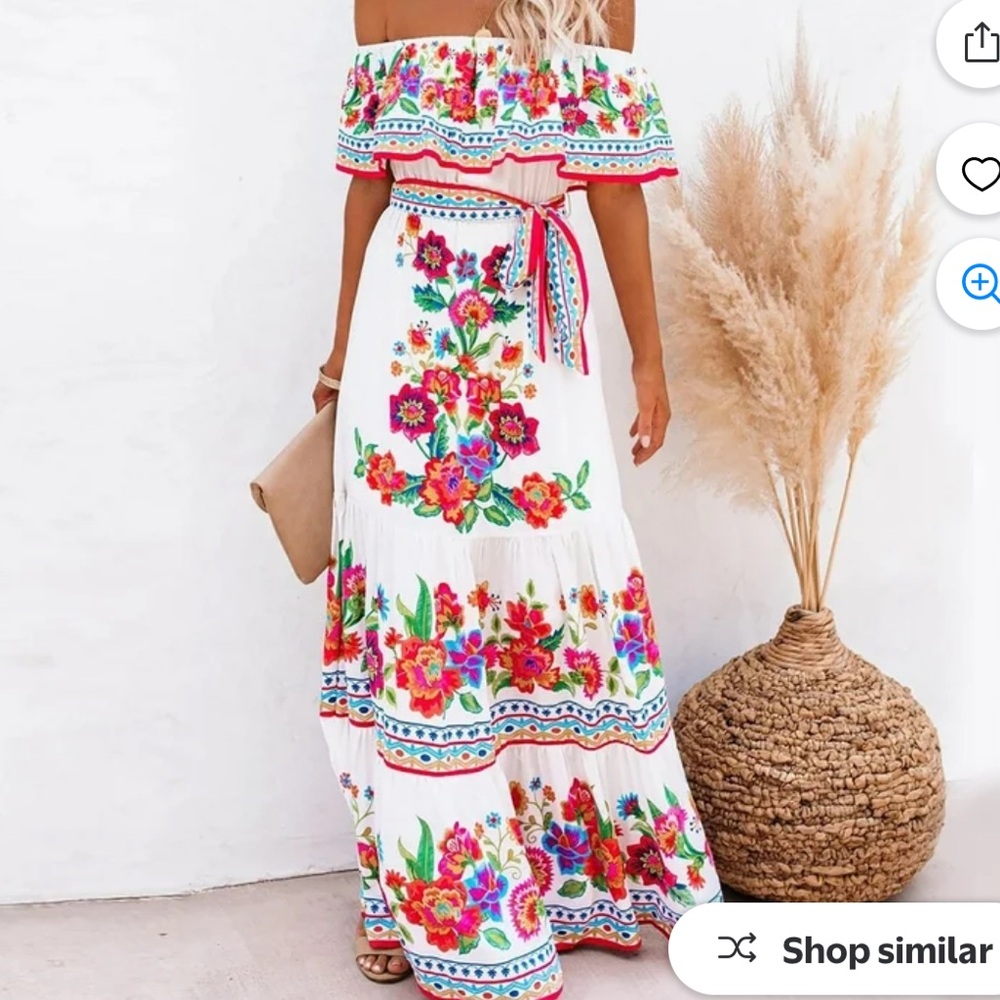 VICI Mamanuca Floral Off The Shoulder Maxi Dress - Large
